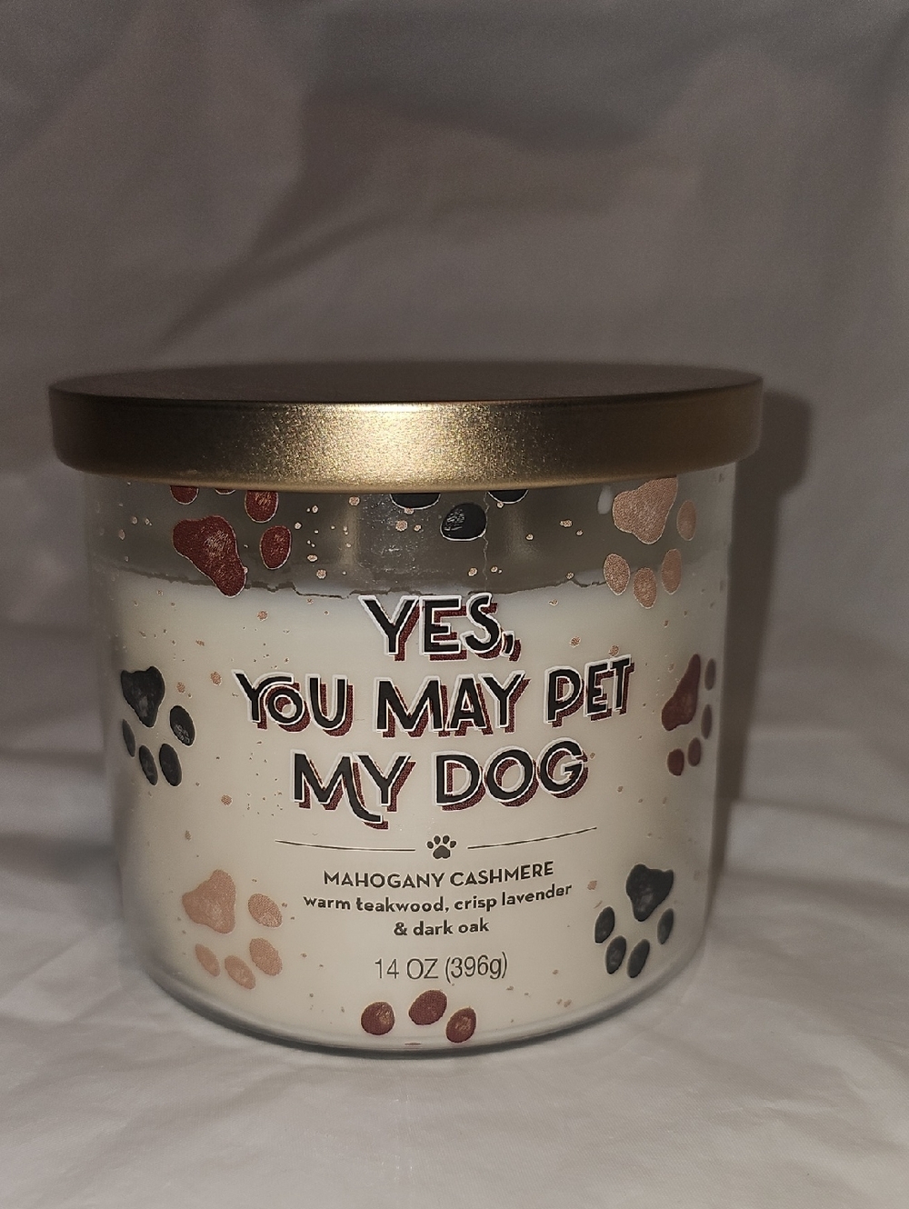 Star Candle Co. "Yes, You May Pet My Dog" 3-Wick Candle, Mahogany Cashmere 14 oz